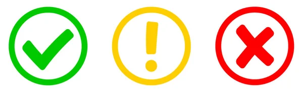 Heck Marca Verde Amarelo Sinal Exclamação Vermelho Marca Errada Alarme — Vetor de Stock