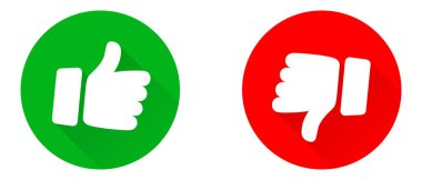 Başparmaklar yukarı ve başparmak aşağı simge seti. Baş parmak yukarı ve başparmak aşağı çizgi simgeleri. Düz biçim - stok vektörü.