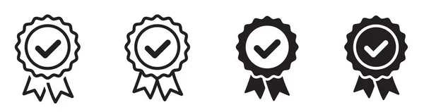 Icona Medaglia Approvata Certificata Distintivo Certificato Raccolta Dei Simboli Controllo — Vettoriale Stock