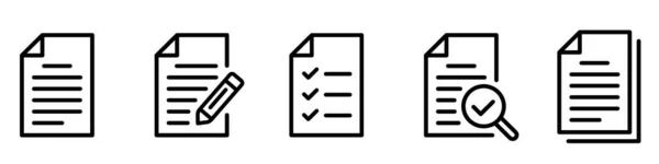 Papírové Dokumenty Ikony Souhrn Řádků Ikona Souboru Skládaný Papír Ikona — Stockový vektor