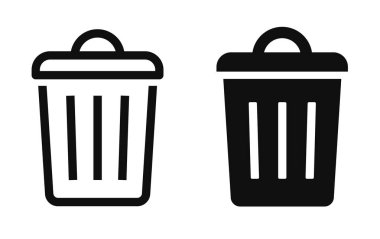 Çöp kutusu simgesi seti. Çöp kutusu, çöp, çöp, geri dönüşüm, sepet, çöp, çöp, konteynır - stok vektörü.