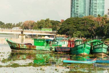 Kochi, Kerala India  - June 3, 2025 fishing harbour with plenty of boats in kerala