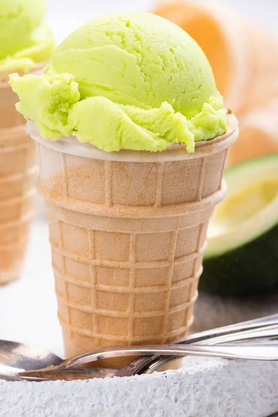 Green avocado ice cream