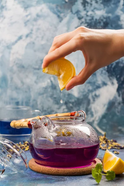 Té de guisante mariposa azul tailandés — Foto de Stock