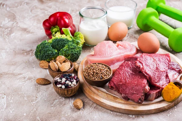 Potraviny pro budování svalů — Stock fotografie