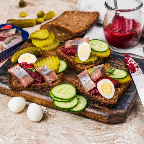 Holländisches Sandwich smorrebrod — Stockfoto