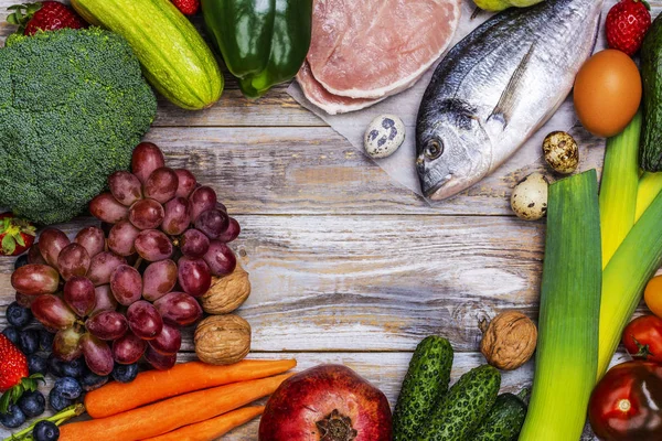 Pegan-Diät-Lebensmittel auf Holztisch — Stockfoto