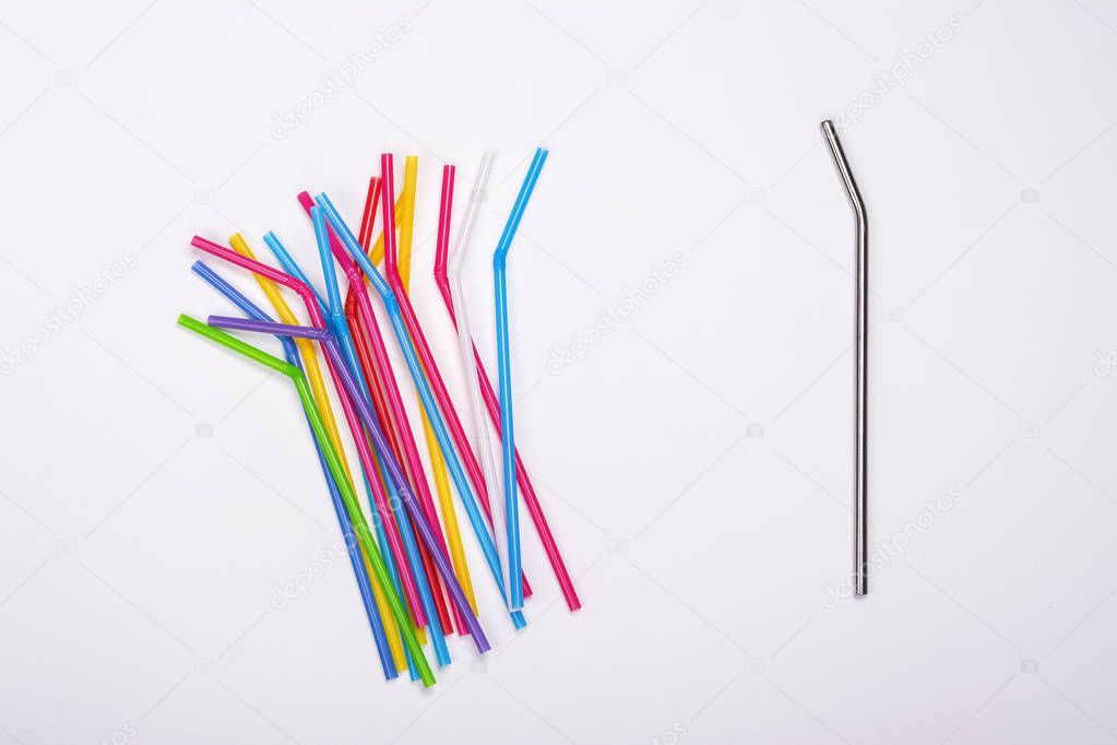 Plastic straws and metal straw