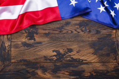 American flag on wooden background clipart