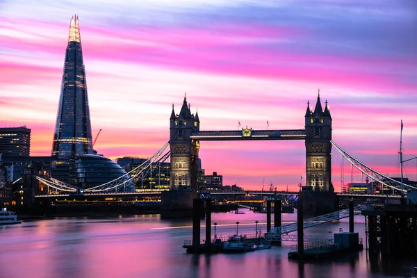 Krásná Obloha Nad Londýnské Panorama Tower Bridge Soumraku Londýn Velká — Stock fotografie