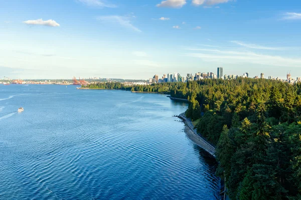 Visa Vancouvers Hamn Och Stanley Park Från Lions Gate Bridge — Stockfoto