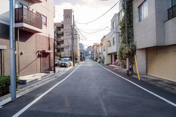 Gerade Straße Mit Mehrfamilienhäusern Zentrum Tokyos — Stockfoto