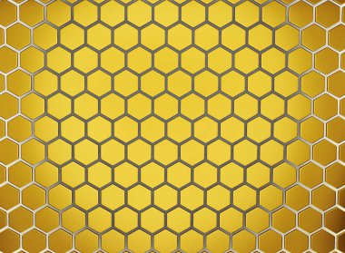 Parlak altın çokgenler soyut dizisi. 3D render