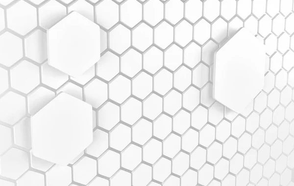 Abstrakte Anordnung schimmernder weißer Polygone. 3D-Darstellung — Stockfoto