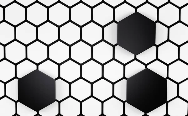 Serie astratta di poligoni bianchi e neri. rendering 3d — Foto Stock