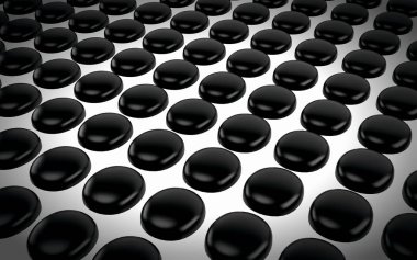 Parlak siyah çokgenler soyut dizisi. 3D render