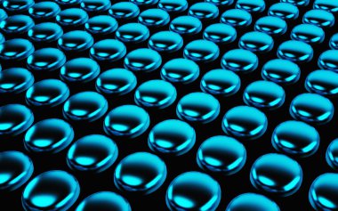 Parlak mavi çokgenler soyut dizisi. 3D render