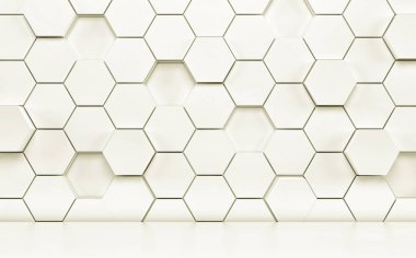 Beyaz zemin ve fütüristik duvar Abstact oda. 3D render