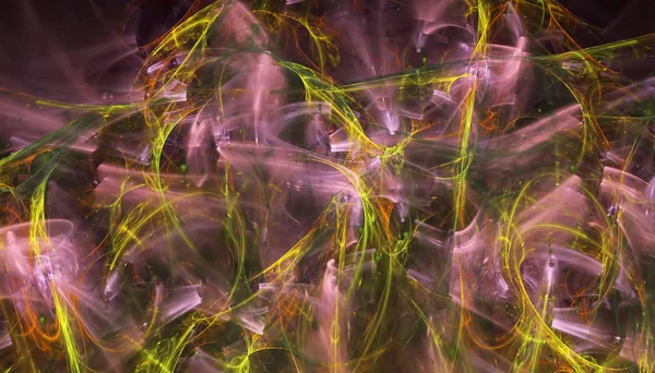 Fundo de cor bonita de partículas brilhantes e linhas com profundidade de campo e bokeh. ilustração 3d, renderização 3d — Fotografia de Stock