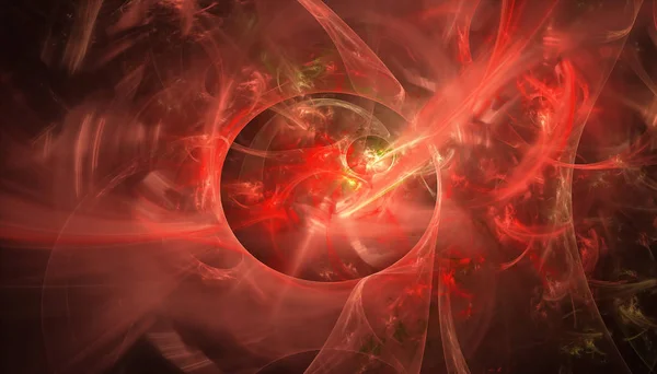 Hermoso fondo rojo de partículas brillantes y líneas con profundidad de campo y bokeh. ilustración 3d, renderizado 3d — Foto de Stock
