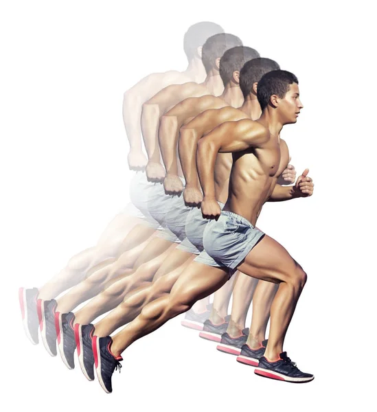 Concepto deportivo. Hombre corredor. Aislado sobre blanco — Foto de Stock