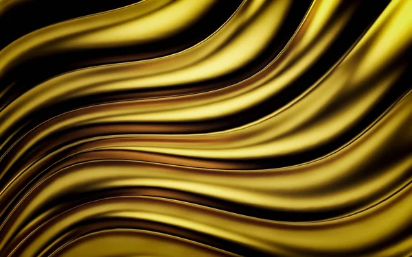 Faixa de ouro ondas fundo futurista. Renderização 3d — Fotografia de Stock