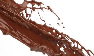 Çikolata splash beyaz izole. 3D render