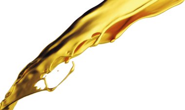 Beyaz zemin üzerinde altın sıçrama. 3D render