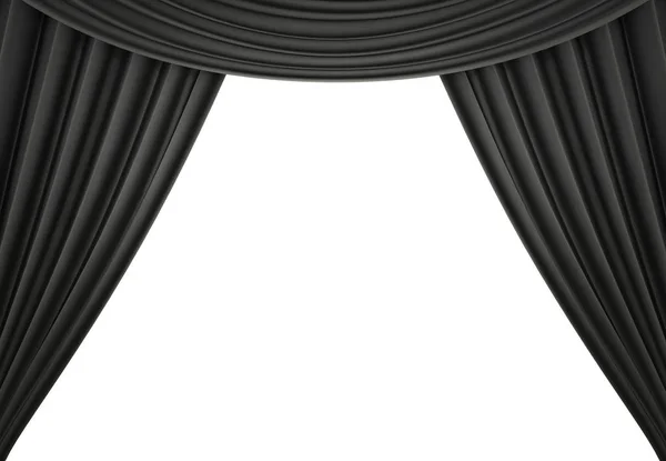 Black curtain of a classical theater isolated on white background. 3d render — Stock Photo, Image