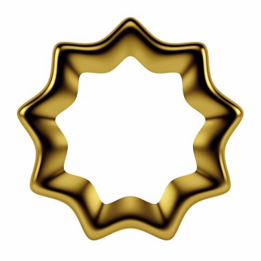 3d yuvarlak altın kurdele çerçeve. Beyaz üzerine izole