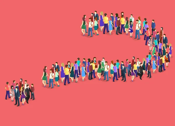 Isometric Flat Concept Vector Infographic Chart Consisting Crowd People Form — Stock Vector