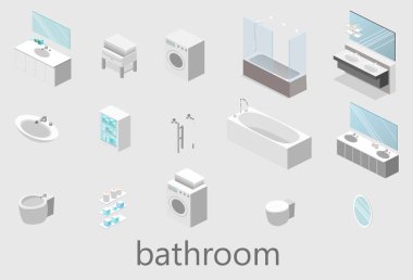 düz 3d izole kavramı vektör kesit iç banyo