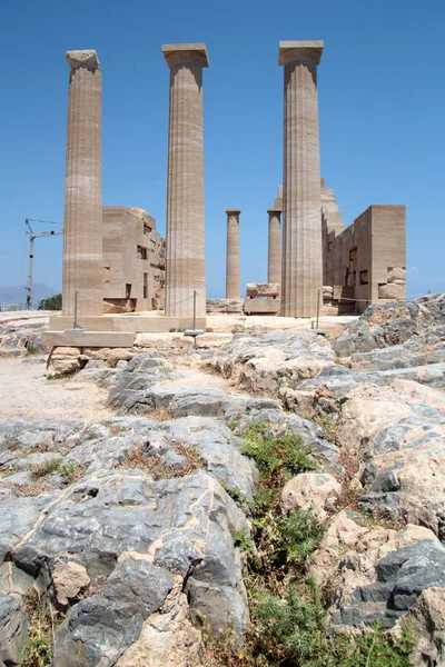 Die Akropolis Auf Der Insel Lindos — Stockfoto