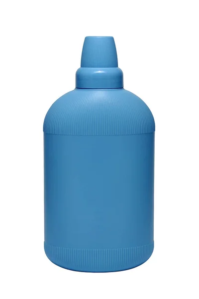 Μαλακτικό Μαλακτικό Μπλε Πλαστικό Μπουκάλι Που Απομονώνονται Λευκό Φόντο Μπουκάλι — Φωτογραφία Αρχείου