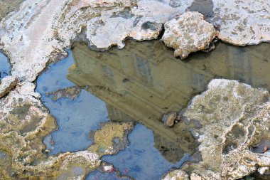 yansıma evde bir havuz hidrojen sülfit tedavi maden suyu, doğal kaplıca Karlovy Vary, Çek Cumhuriyeti.