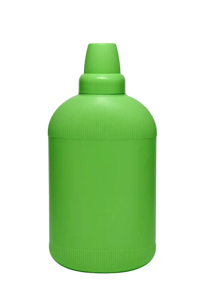 Waterontharder conditioner in blauwe plastic fles geïsoleerd op witte ba — Stockfoto