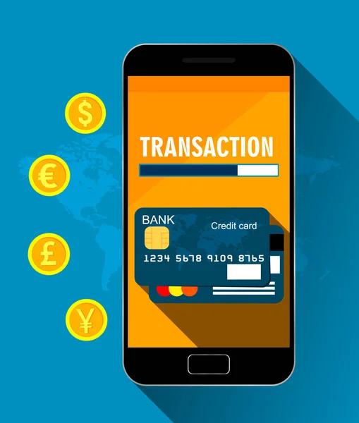 Gösterim Amacıyla Para Hareket Mobil Bankacılık Mobil Ödeme Teknolojisi — Stok Vektör