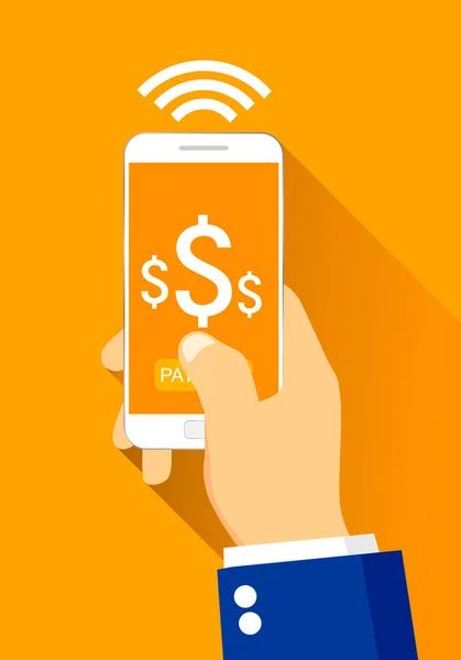 Mobile Banking Smart Phone Concept Shopping Mobile Banking Flat Design — Stock Vector