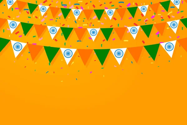 Feliz Día Independencia India Agosto Banner Web Horizontal Banderas Fiesta — Archivo Imágenes Vectoriales