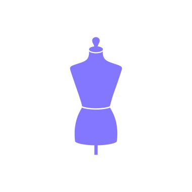 Beyaz arkaplanda izole edilmiş manken simgesi, terzilik, moda tasarımı ve giyim tasarımları için terzilik konsepti, asgari düzeyde gösterilir..