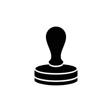 Resmi belgeler için kullanılan siyah kauçuk pul vektör simgesi beyaz arkaplanda izole edildi. Belge ve formları damgalamak ve doğrulamak için grafik tasarım ögesi.