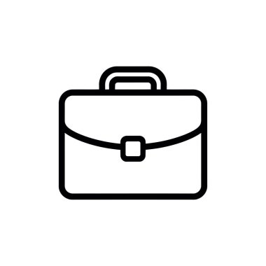 Klasik bir evrak çantasının izole edilmiş siyah çizgisi beyaz bir arka plana karşı profesyonel ve minimalist bir tasarım sergiliyor. 120-125 karakter uzunluğu.