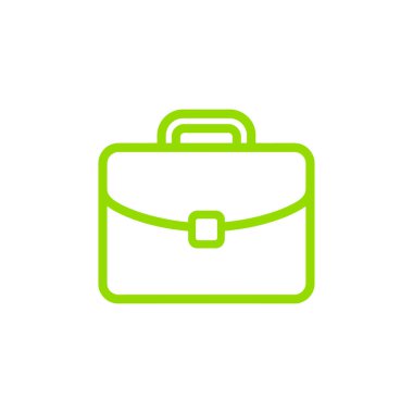 Yeşil özet evrak çantası ikonu, iş, iş, kariyer ve profesyonelliği simgeliyor. Net bir görünürlük ve çok yönlü kullanım için temiz bir beyaz arkaplana yerleştirilmiştir.