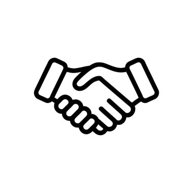 Beyaz bir geçmişe karşı el sıkışmayı tasvir eden siyah bir taslak, anlaşmayı, ortaklığı, iş anlaşmasını ve işbirliğini sembolize ediyor. İşbirliğini göstermek için ideal.