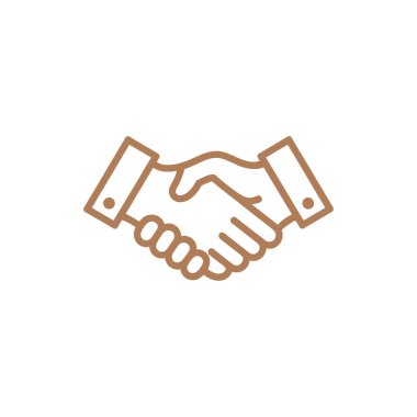 Kahverengi tokalaşma, beyaz arka planda anlaşmayı ve ortaklığı simgeleyen bir simge. İş anlaşmalarını, iş birliğini ve başarılı işbirliklerini göstermek için mükemmel..