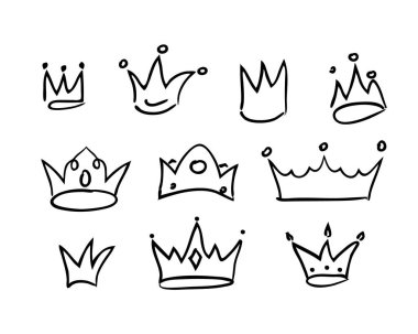 Taslak tacı. Beyaz arka planda taçlandırılmış basit bir grafiti. Stok vektörü