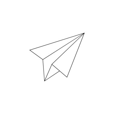 Arka planda kağıttan uçak vektör çizim simgesi izole edildi. El çizimi Kağıt Uçak simgesi.