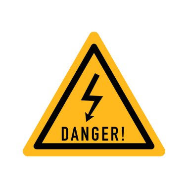 Sarı arkaplanda Yüksek Voltaj Uyarı İşareti, Vektör İllüstrasyonu.