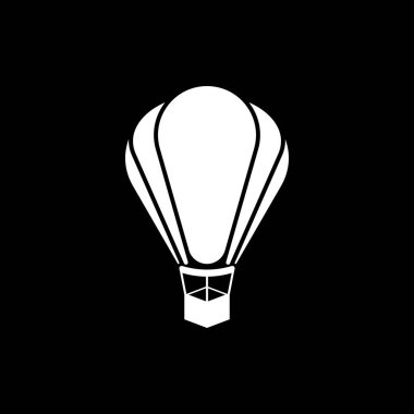 Vektör çizimi. Sıcak hava balonu silueti. Seyahat için hava taşımacılığı. Siyah arkaplanda izole
