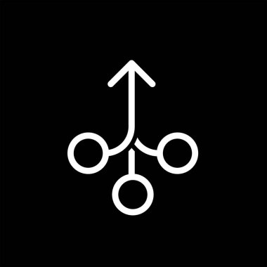 Siyah arkaplan üzerindeki satır biçimi konsolidasyon simgesi, vektör illüstrasyonu